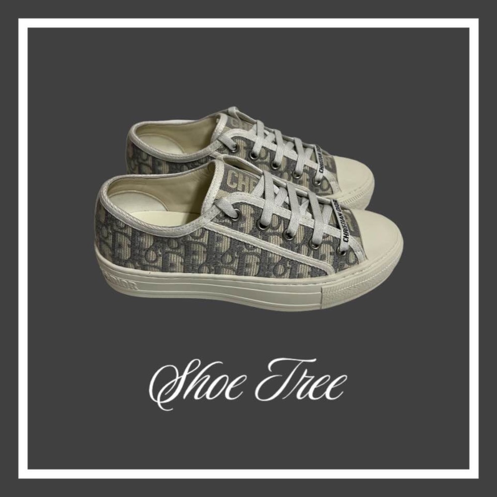 Dior Walk’N’Dior Knit Low Top Women Size 6 Cream Grey White